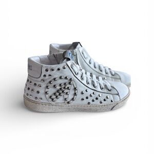 Momino High-Top White Studded Leather Women's Sneakers Size 38